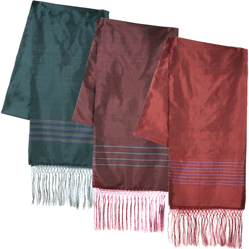 Striped Silk Scarf with Tassels